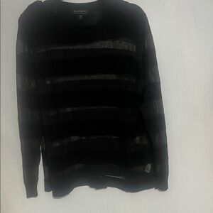 Eloquii Women’s Black Sheer Striped Sweater